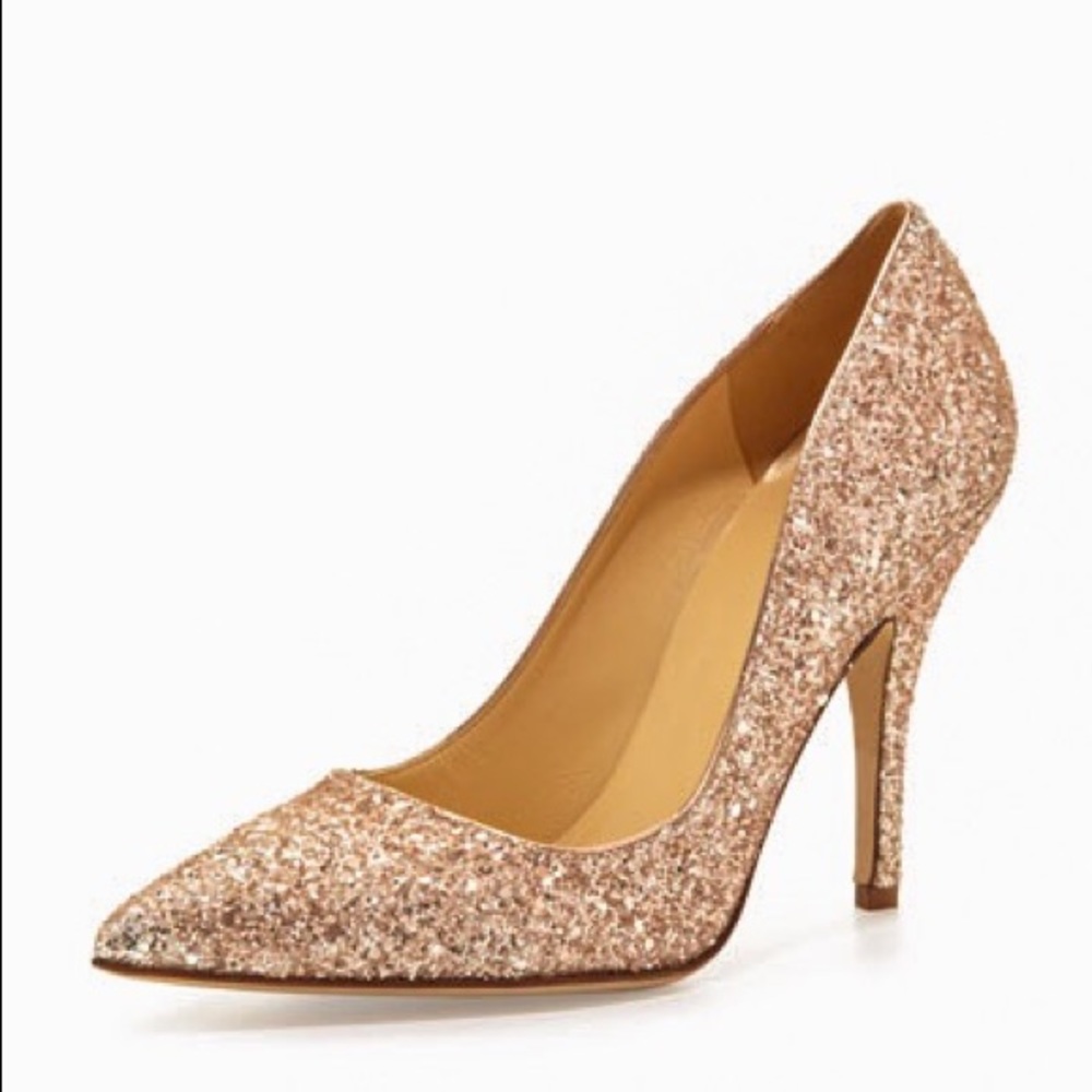 Kate Spade "Licorice Too" Gold Glitter Pump Heel